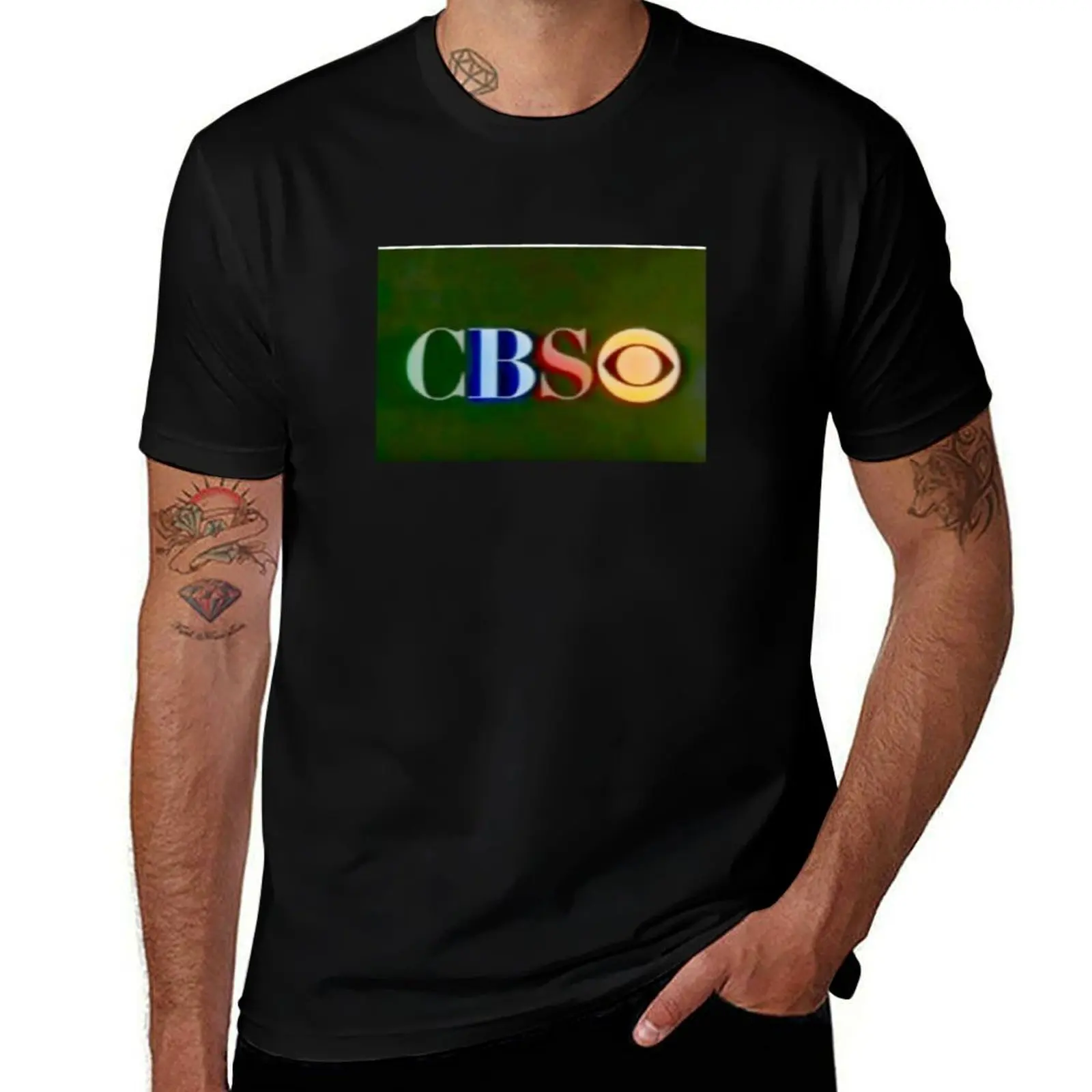 CBS Logo Late Sixties Classic T-Shirt Big and Tall Crew Neck Tee T-Shirt
