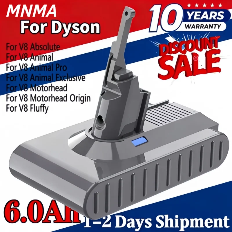 

for Dyson V8 6000mAh 21.6V Replacement Battery for Dyson Absolute Cord-Free Vacuum Handheld Vacuum Cleaner V8 Battery