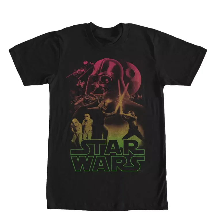 Star Wars Men's and Women's Spring/Summer short-sleeved T-shirt, sci-fi retro casual printed Star Wars logo, daily fan gift