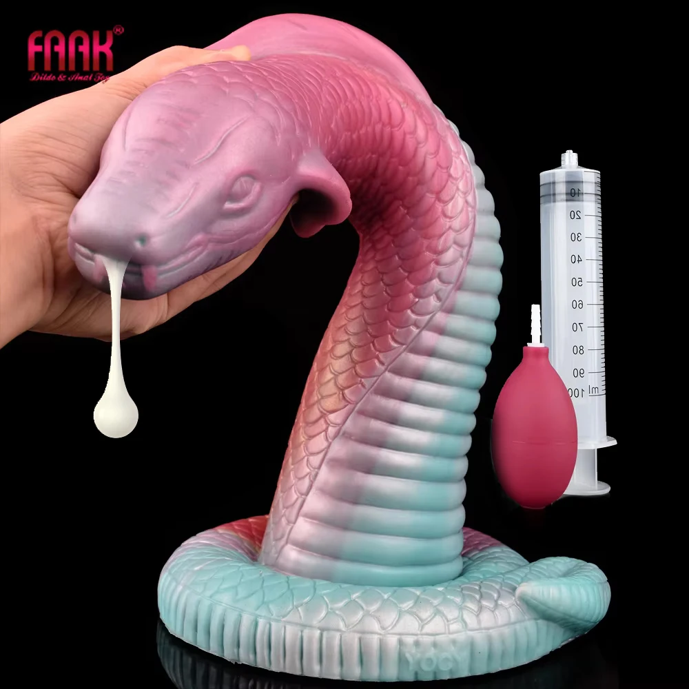 FAAK Lifelike Cobra Giant Fantasy Snake Squirting Penis Huge Long Ejaculation DildoTexture Soft Silicone Sex Toys For Women Men