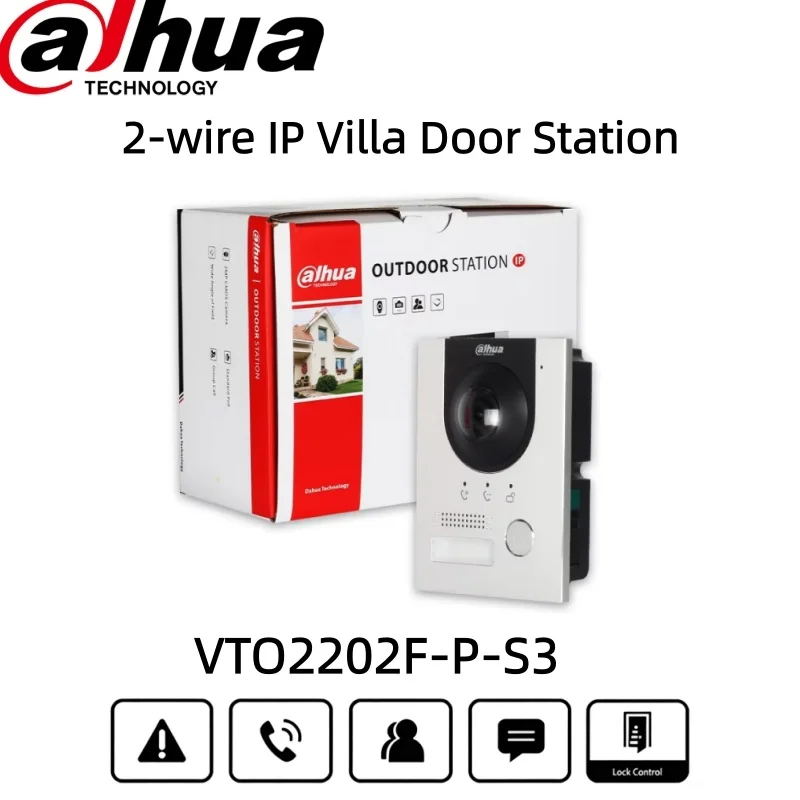 ด้าฮัว ชุดอุปกรณ์รับสายประตูบ้านแบบ 2 สาย รุ่น 168.6 °   กล้องวิดีโออินเตอร์คอม VTO2202F-P-S3 IK07 & IP65 แบบ 2 สาย PoE ความละเอียด 2MP HD สี
