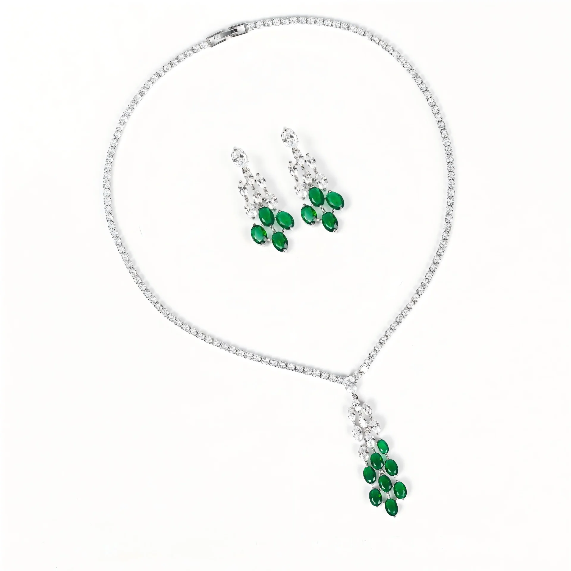 

Классические серьги-капли с цирконием, ожерелье, комплект ювелирных изделий из 2 предметов, Дубай, Аравия, свадебный комплект украшений, аксессуары для свадебного подарка