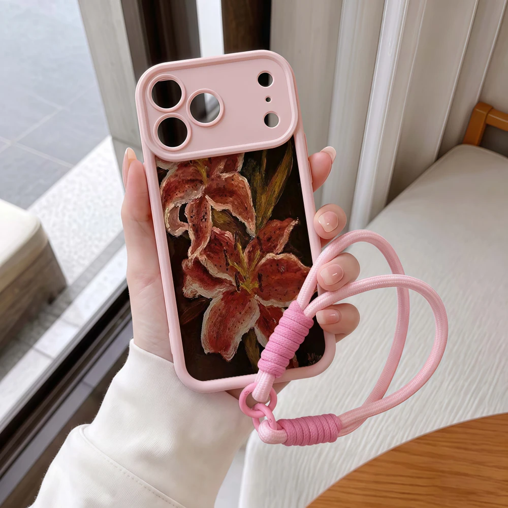 Künstlerische rote Lilien-Handyhülle mit Lanyard für Samsung Galaxy Note 20 S25 S26 Plus S24 S23 FE S25 S24 Ultra A57 A07 5G Silikonhülle – Detail 8