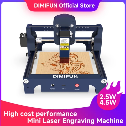Imagen 1 del producto DIMIFUN 2.5/4.5W Mini máquina de grabado láser CNC portátil con panel de panal | Adecuado para madera, acrílico y cuero.