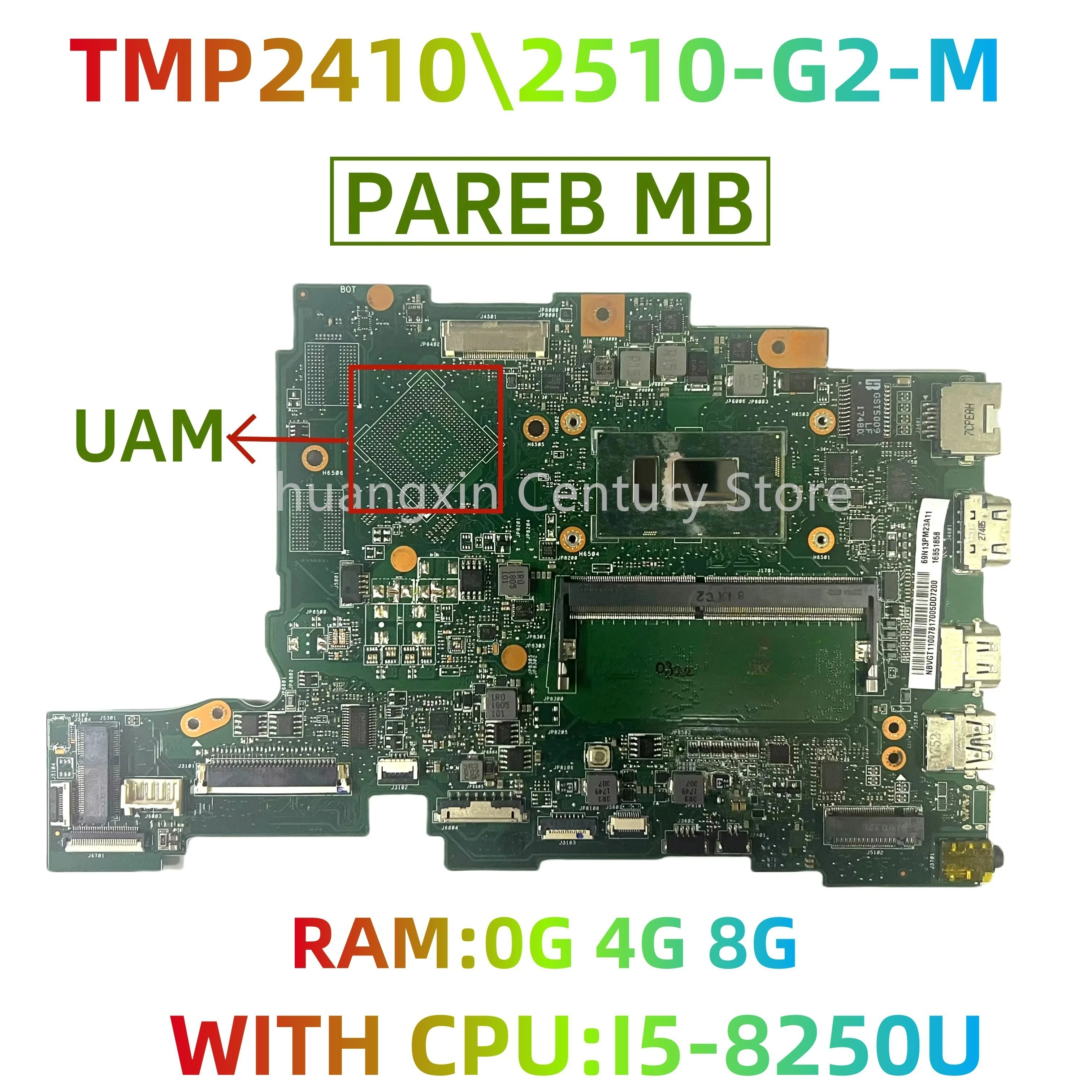 

PARAB REV: Версия 2.0 подходит для материнской платы ноутбука Acer TMP2410 \ 2510-G2-M I5-8TH CPU RAM: 0G 4G 8G UAM