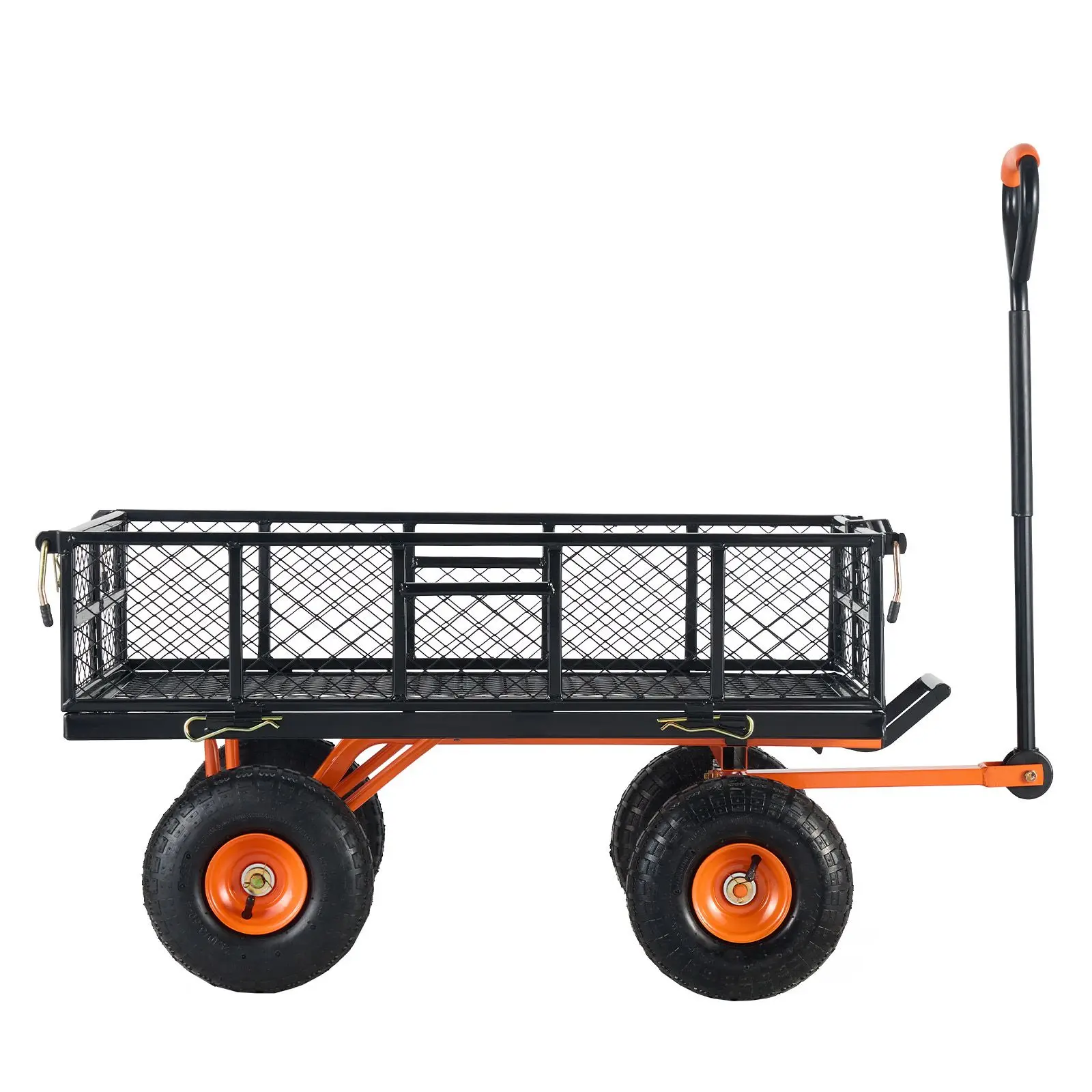 Garden Cart, Sturdy Metal Utility Wagon with Simple Assembly, Versatile Dump Dual-Function Handle, Wheelbarrow 400 lbs Load