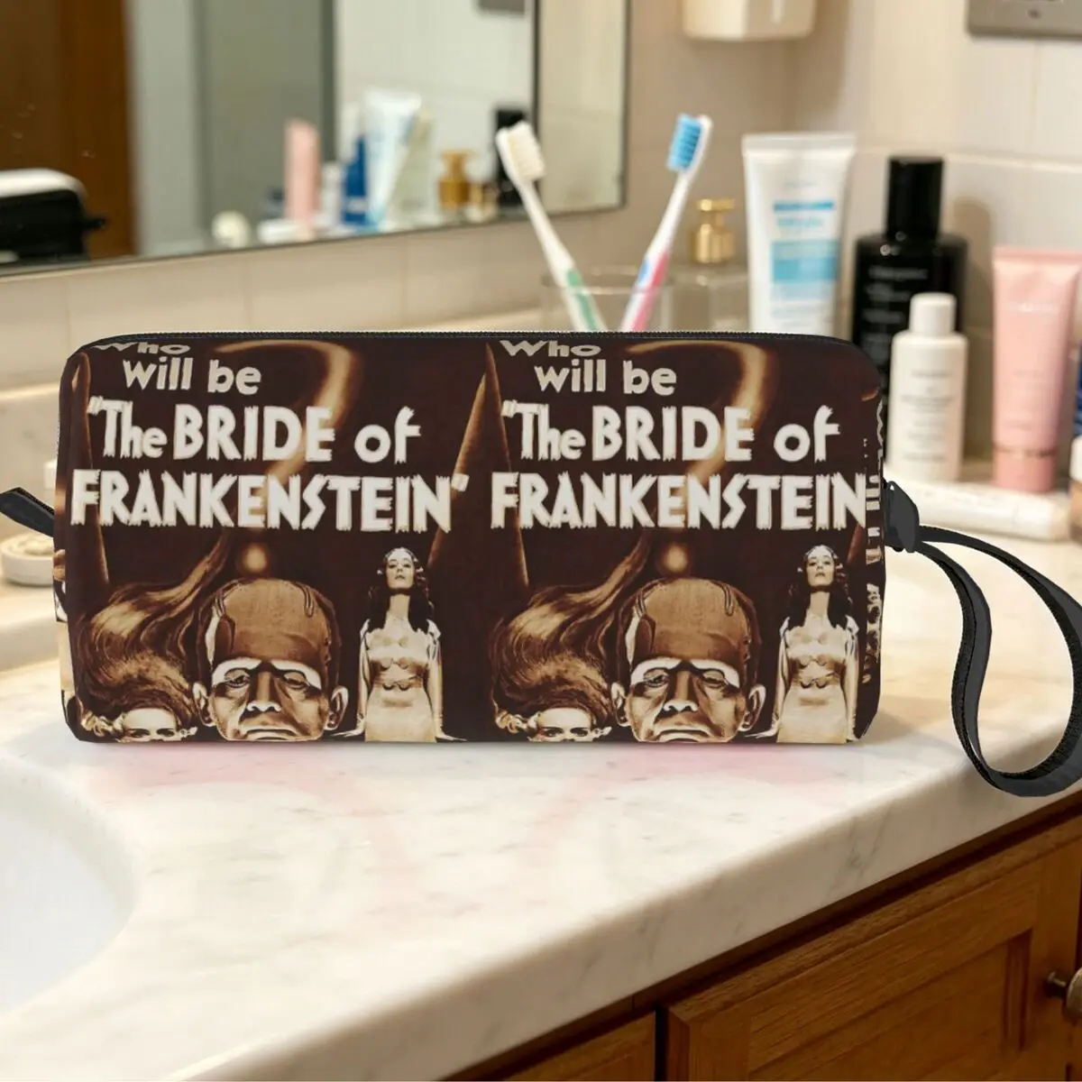 Bride Of Frankenstein Poster Makeup Bag Cosmetic Organizer Toiletry Cosmetic Bag for Women Beauty Travel Pencil Case