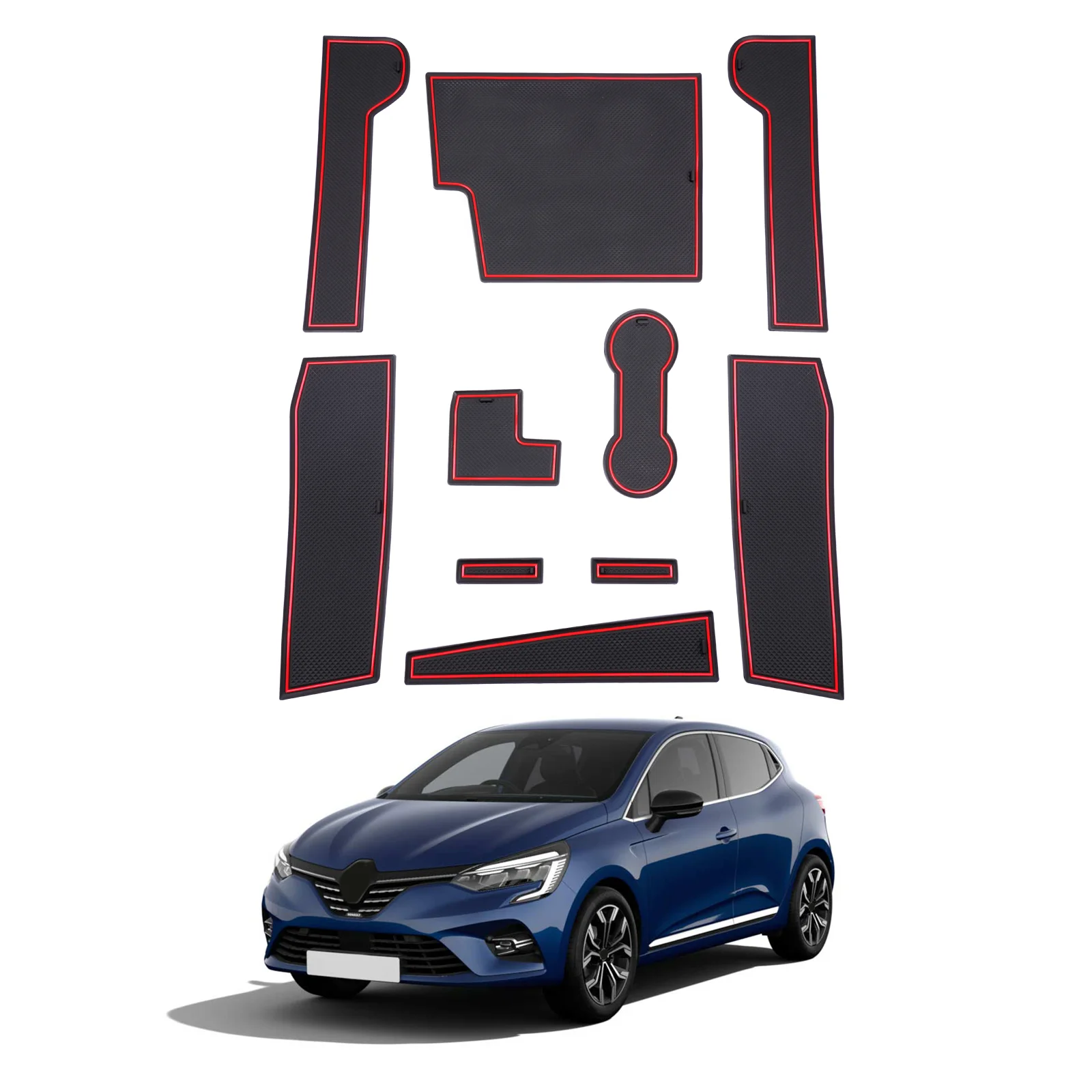 RUIYA for Renault Clio 5 2020-2024 Electronic Brakes Car Door Groove Mat Anti-slip Slot Pad Auto Renault Clio 5 2024 Accessories