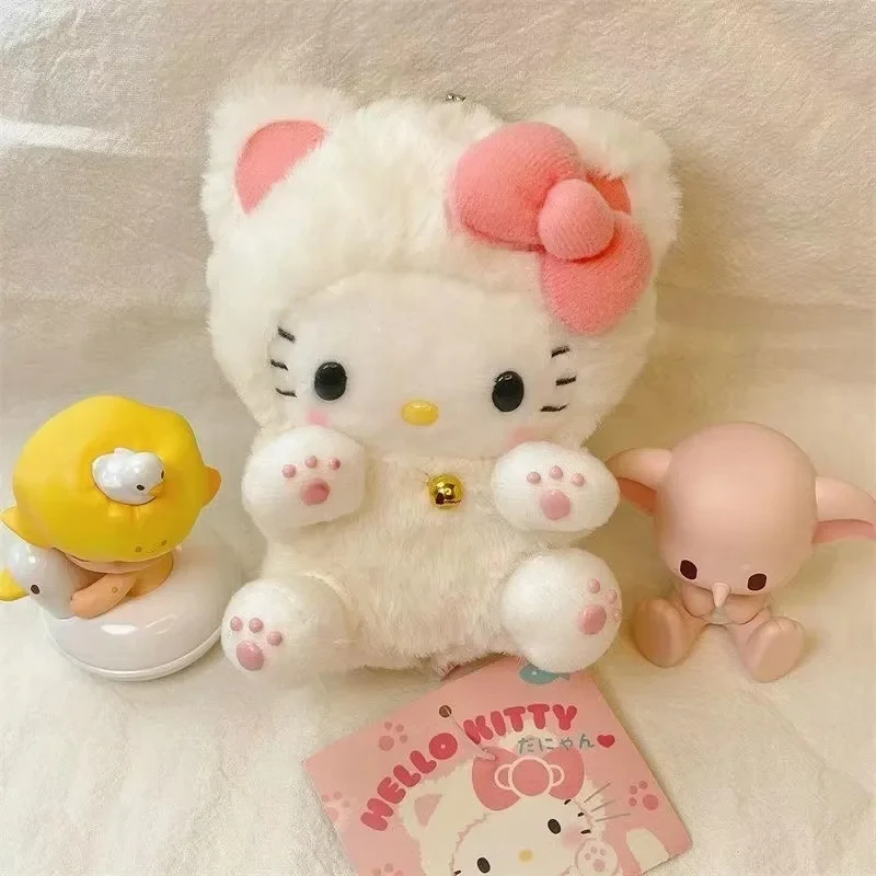 Anime Hello Kitty Sanrio Plush Keychain Kawaii Backpack Pendant Key Doll Stuffed Ring Decoration Toys Girl'S Heart Birthday Gift