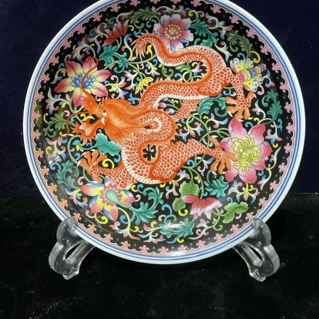 Jingdezhen Porcelain Pastel Flower And Bird Dragon Pattern Decorative Plate Antique Chinese Style Living Room Home Decoration