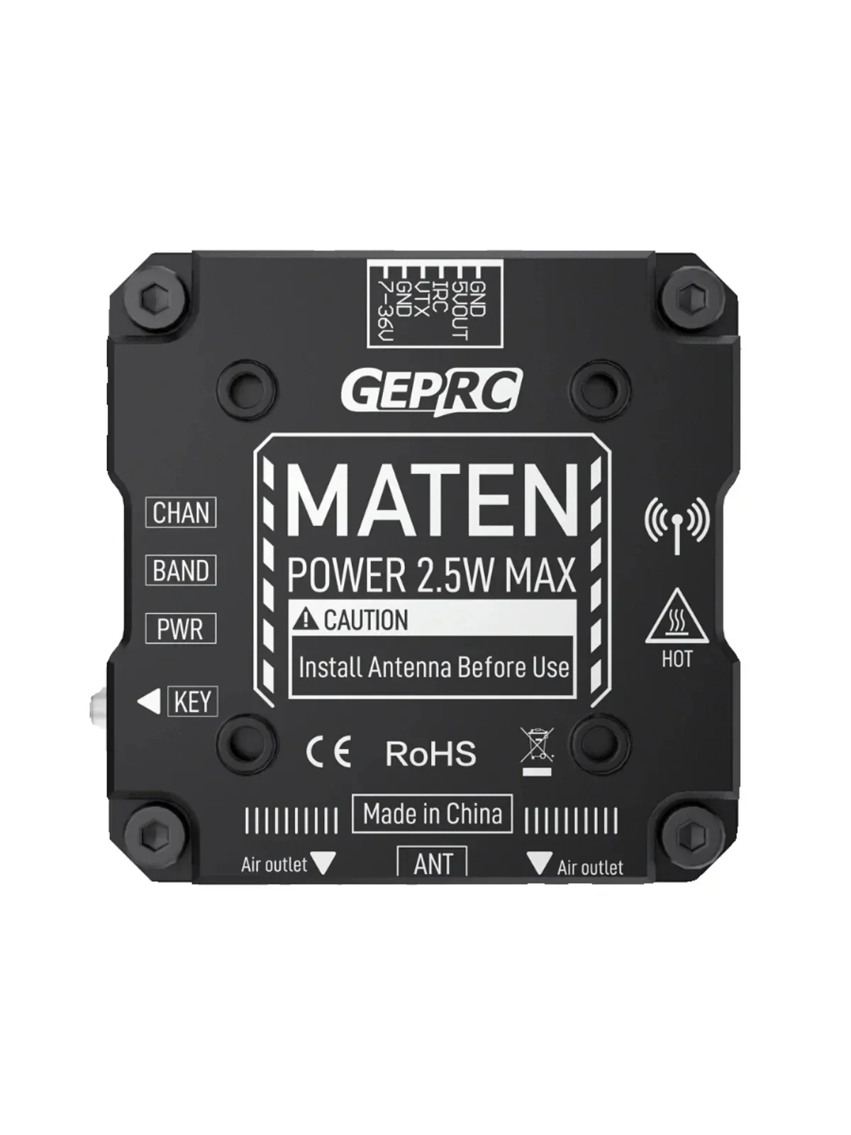 GEPRC MATEN 5.8G 2.5W VTX PRO Aluminum Alloy Numerical Control Shell Auxiliary Heat Dissipation ,Stable Signal Drones Accessorie