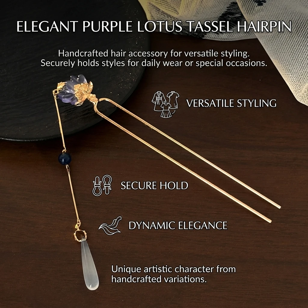 Antique Style Purple Lotus Tas - Hanbok Hair Pin review and price
