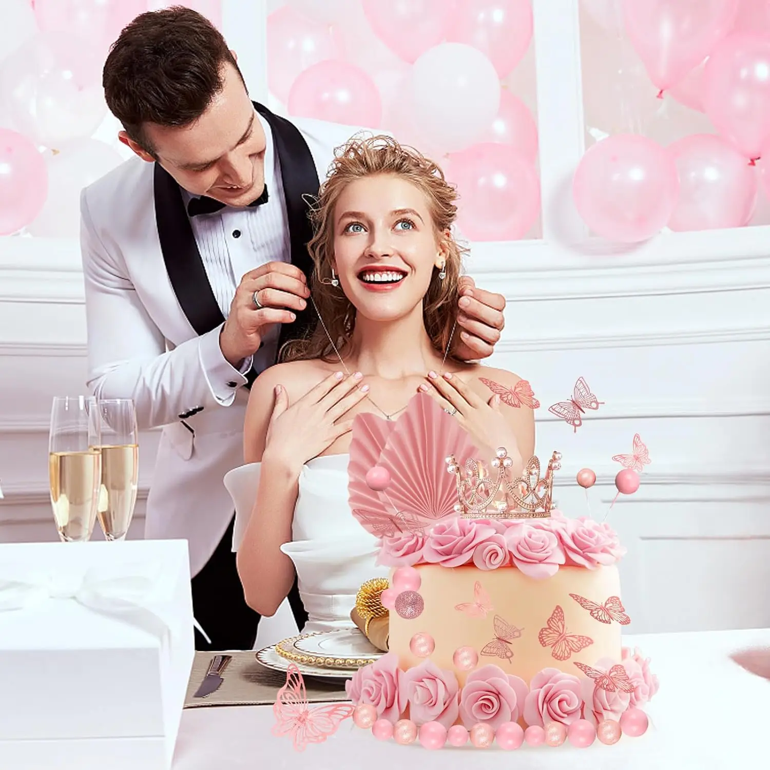 42 Stück Kronen-Kuchenaufsätze, alles Gute zum Geburtstag, Kuchendekorationen, Schmetterlingskronen-Themen-Kuchenaufsätze für Hochzeit, Babyparty, Party-Dekoration – Detail 4