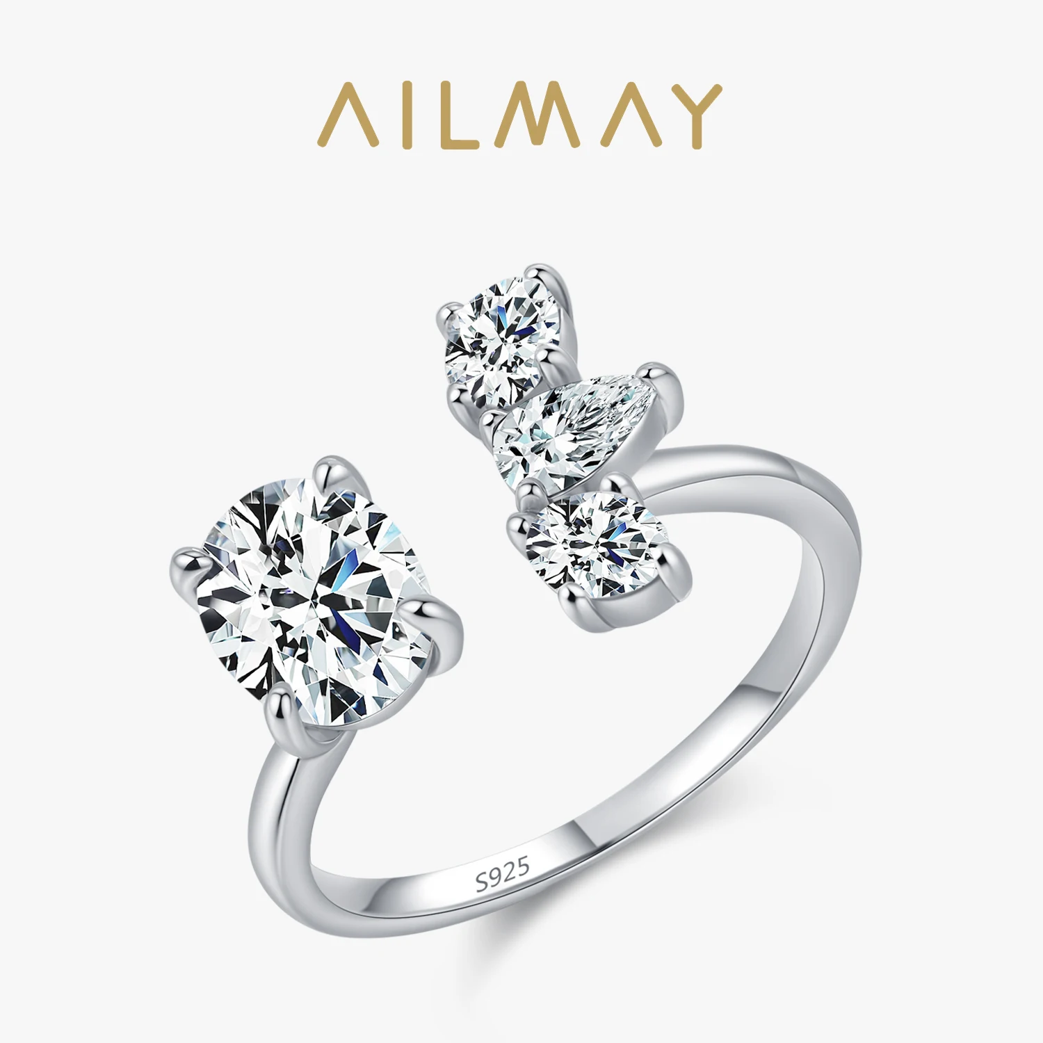 

Ailmay стерлингового серебра 925 пробы CZ открытый палец кольцо овальный камень роскошное кольцо для женщин обручальное ювелирное изделие подарок