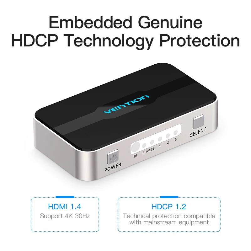 Vention 3 in 1 out HDMI Switch 4K 3D 2.0 1.4 HDMI Splitter for PS4 TV Xbox 3 in 1 out with Remote Control Switch HDMI 2.0Adapter