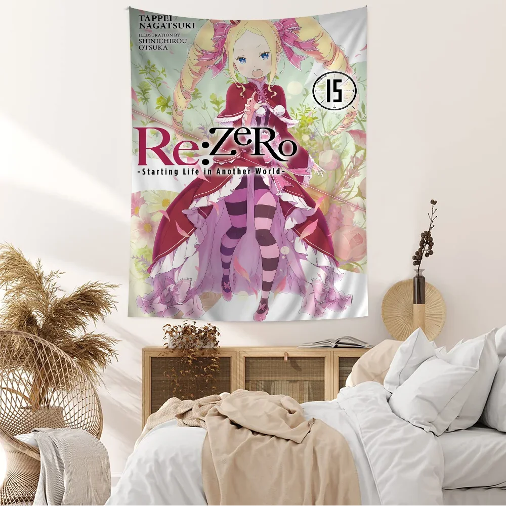 نسيج أنيمي من Re Zero لديكور النوم ، زهرة الهيبي ، سجاد حائط ، تعليق جداري هيبي رخيص #1