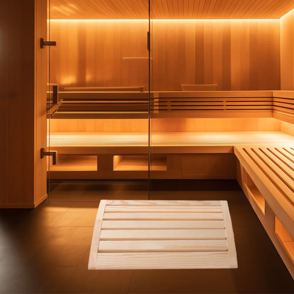 Sauna Pillow Made of Natural Wood with Ergonomic Shape to Enhance Relaxation Experience in Traditional or Infrared Saunas