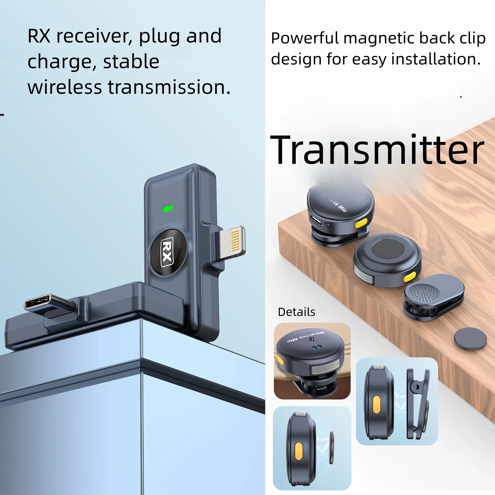 Nowy Q2 bezprzewodowy mikrofon do klapy Mini Bluetooth redukcja szumów mikrofon na żywo na zewnątrz bezprzewodowy mikrofon Lavalier dla iPhone Xiaomi