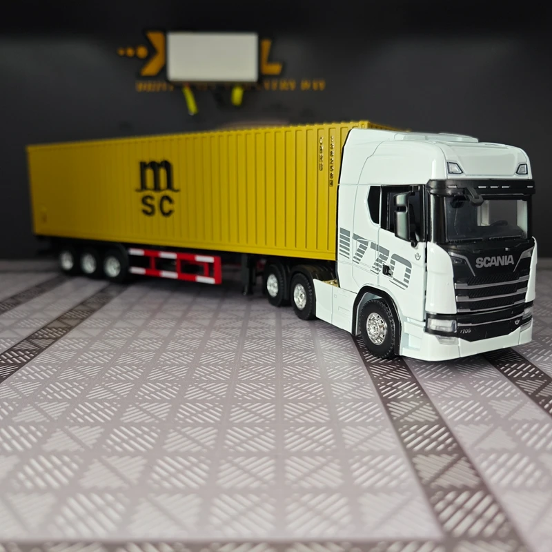 

1/50 simulation full alloy sliding Scania container truck model container truck ornament gift the car door can be opened