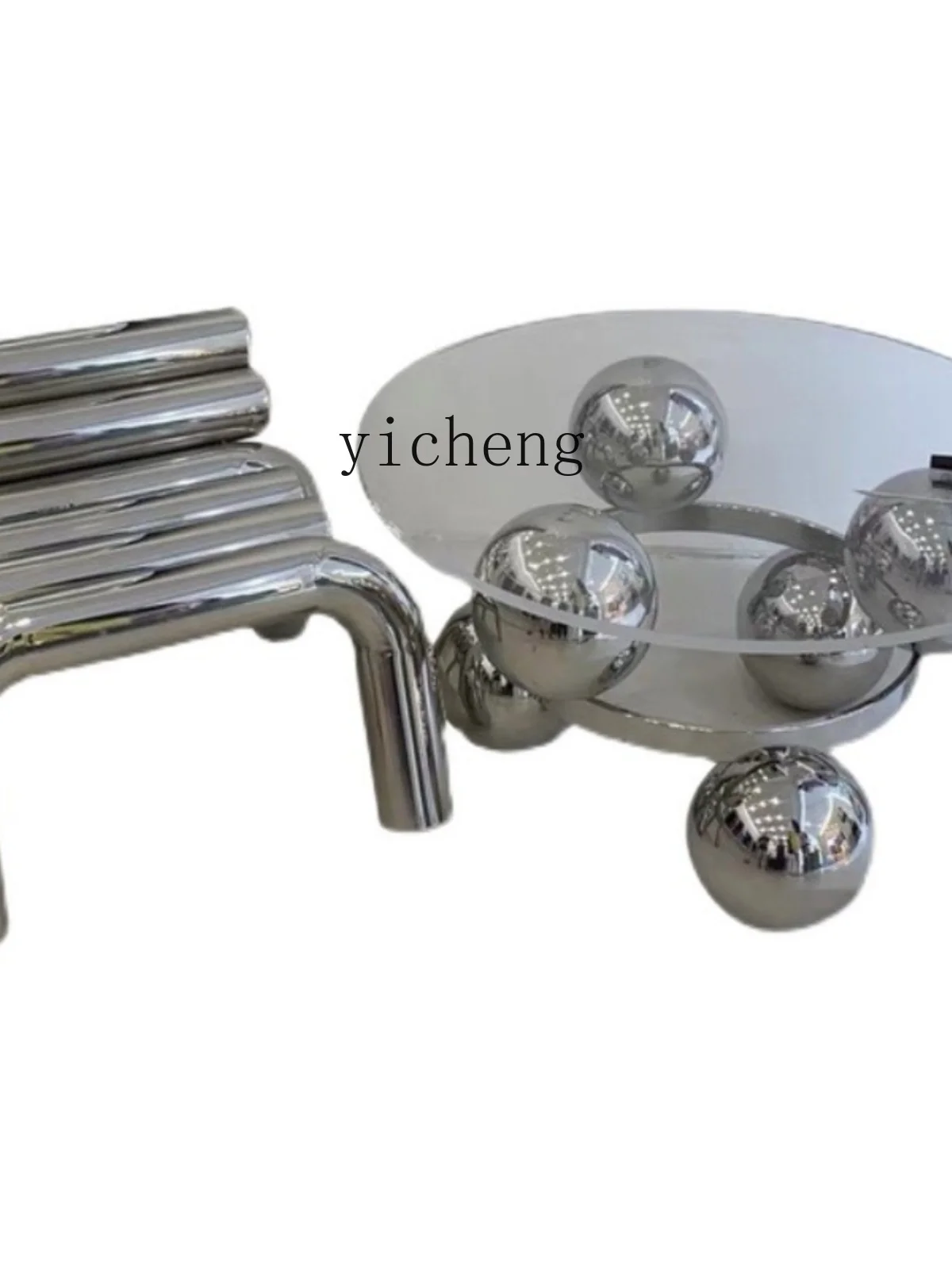 a4 Design Mirror Stainless Steel Stool Home Creative Glass Tea Table Modern Acrylic Table