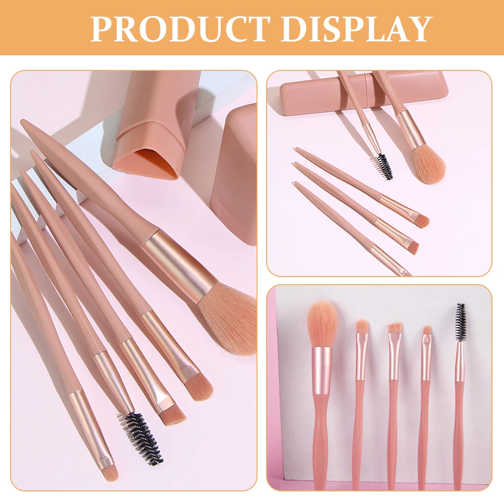 

5pcs Makeup Set Make Up Brushes Set Professional Portable Pink Coffee Eyeshadow Powder Blush Brushes Travel Size Women Cosmetics