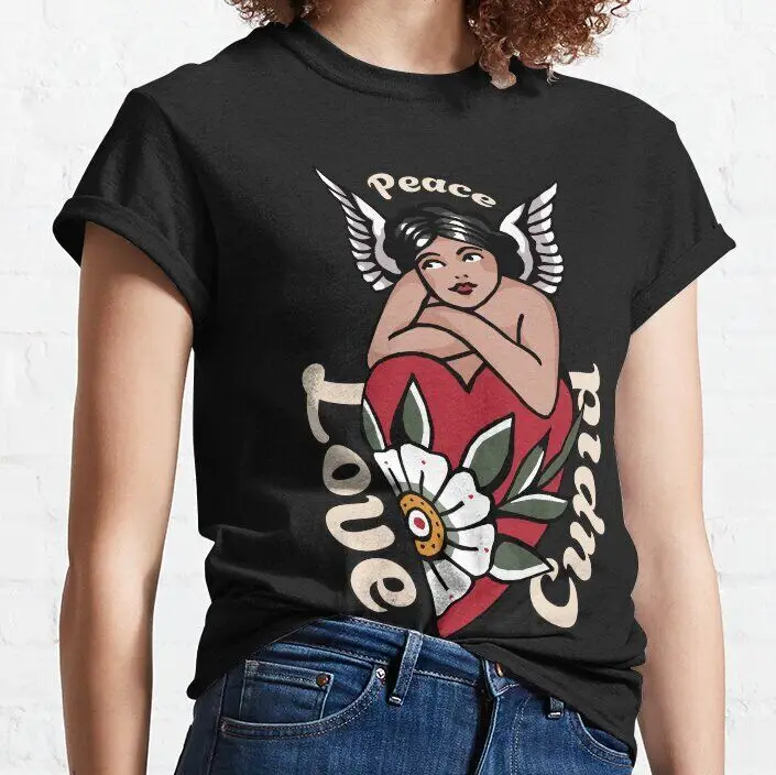 Cute Vintage Angel Cupid Classic    Anime Graphic T-shirts unisex Short Sleeve  100%Cotton