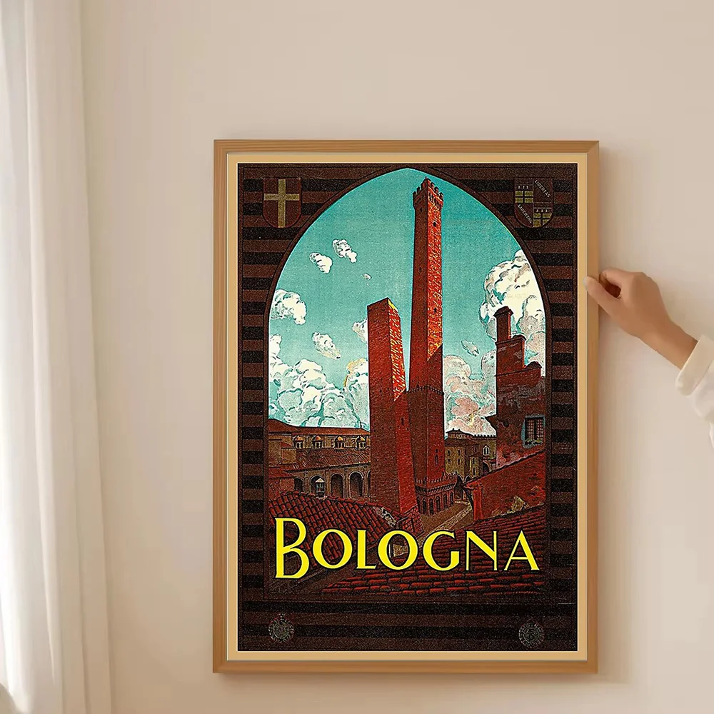 خمر بولونيا إيطاليا قماش جدار الفن السفر التصوير يطبع أوروبا سيتي سكيب صور ديكور المنزل هدية #3