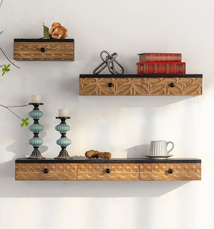 Wall baffle background wall decorative rack wall hanging storage drawer hanging cabinet