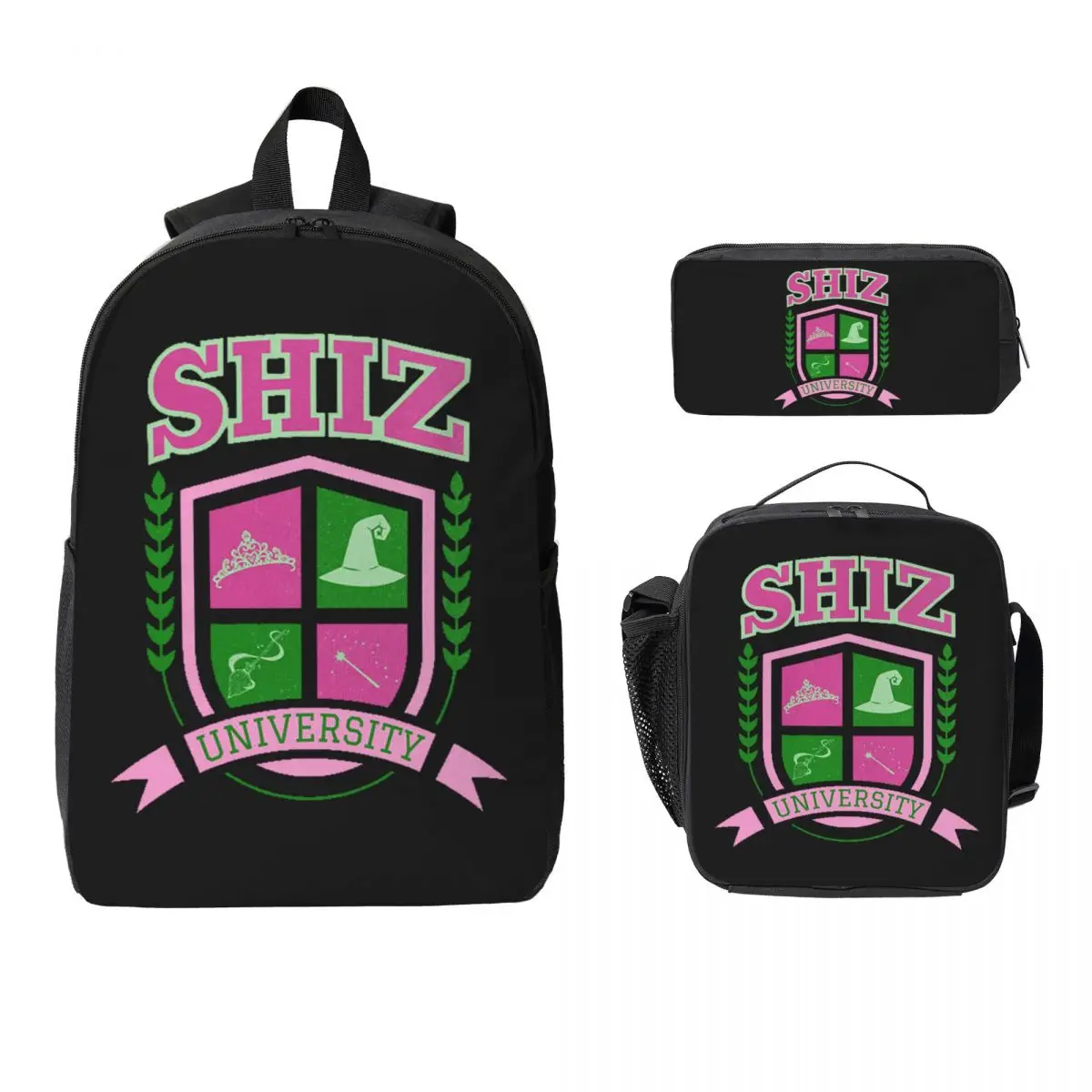 Shiz University Backpack Student BookBag School Bag Computer Shoulder Bags 3ps Insulated Lunch Bag Pencil Case