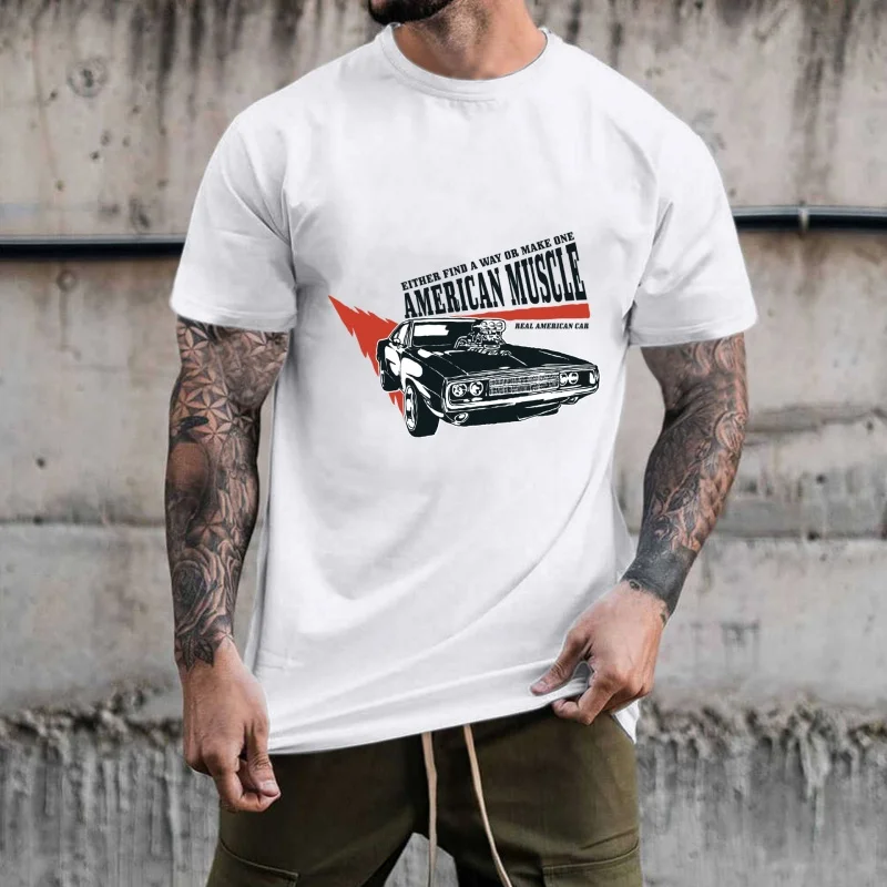 Trendy American Muscle Car Graphic Heat Transfer White Ink Iron - on Patch, Cool Street Style, Suitable for T - shirts, Canvas