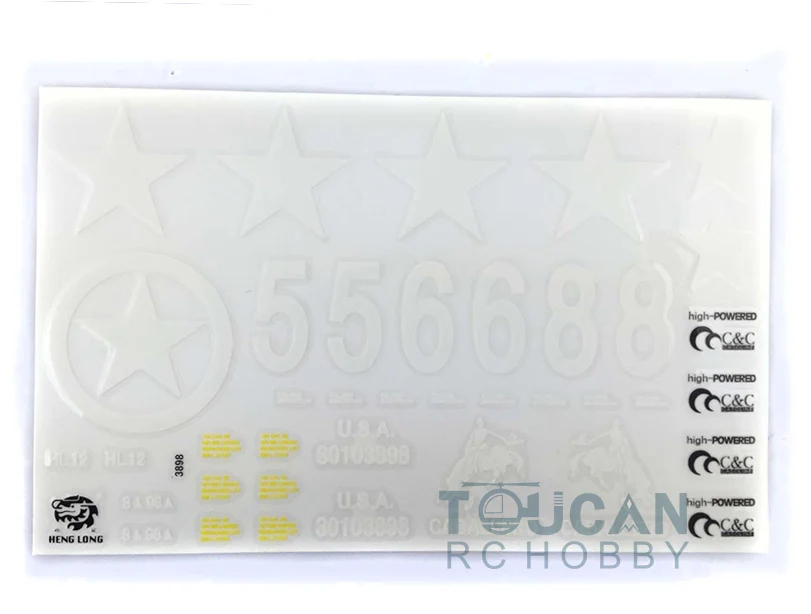 

HengLong 1/16 Scale USA M4A3 Sherman радиоуправляемая модель танка 3898 декоративная наклейка TH00447