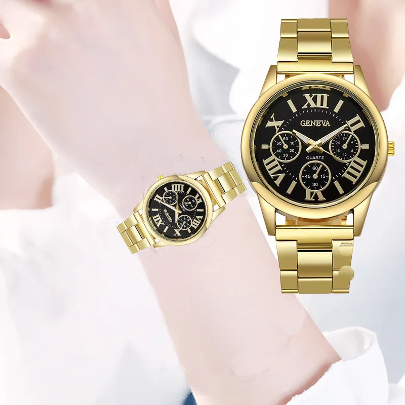 2025 新しいゴールドクォーツ時計メンズステンレス鋼カジュアル腕時計クラシック 3 目男性腕時計レディース時計レロジオ Masculino