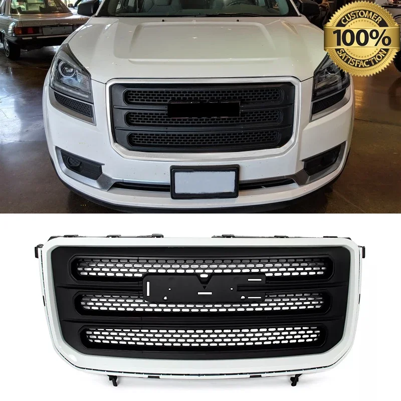 White Front Bumper Upper Grille Accessories For 2013-2017 GMC Acadia SLT Front Hood Grille Modified Grills Air Inlet Mesh Grill