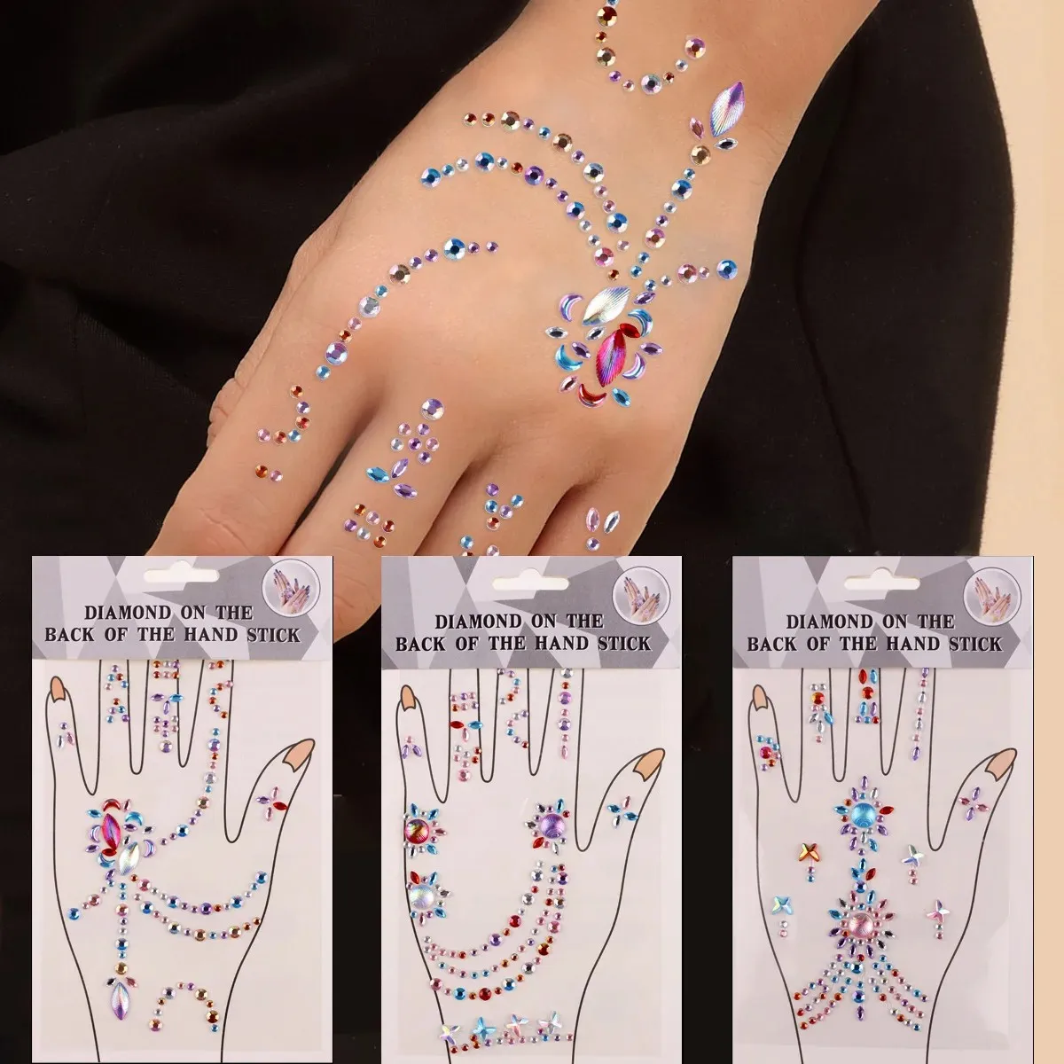 

Acrylic Crystal Palm Decoration Sticker Music Festival Bar Party Ball Stage Performance Jewelry Sticker Diamond Nail Sticker