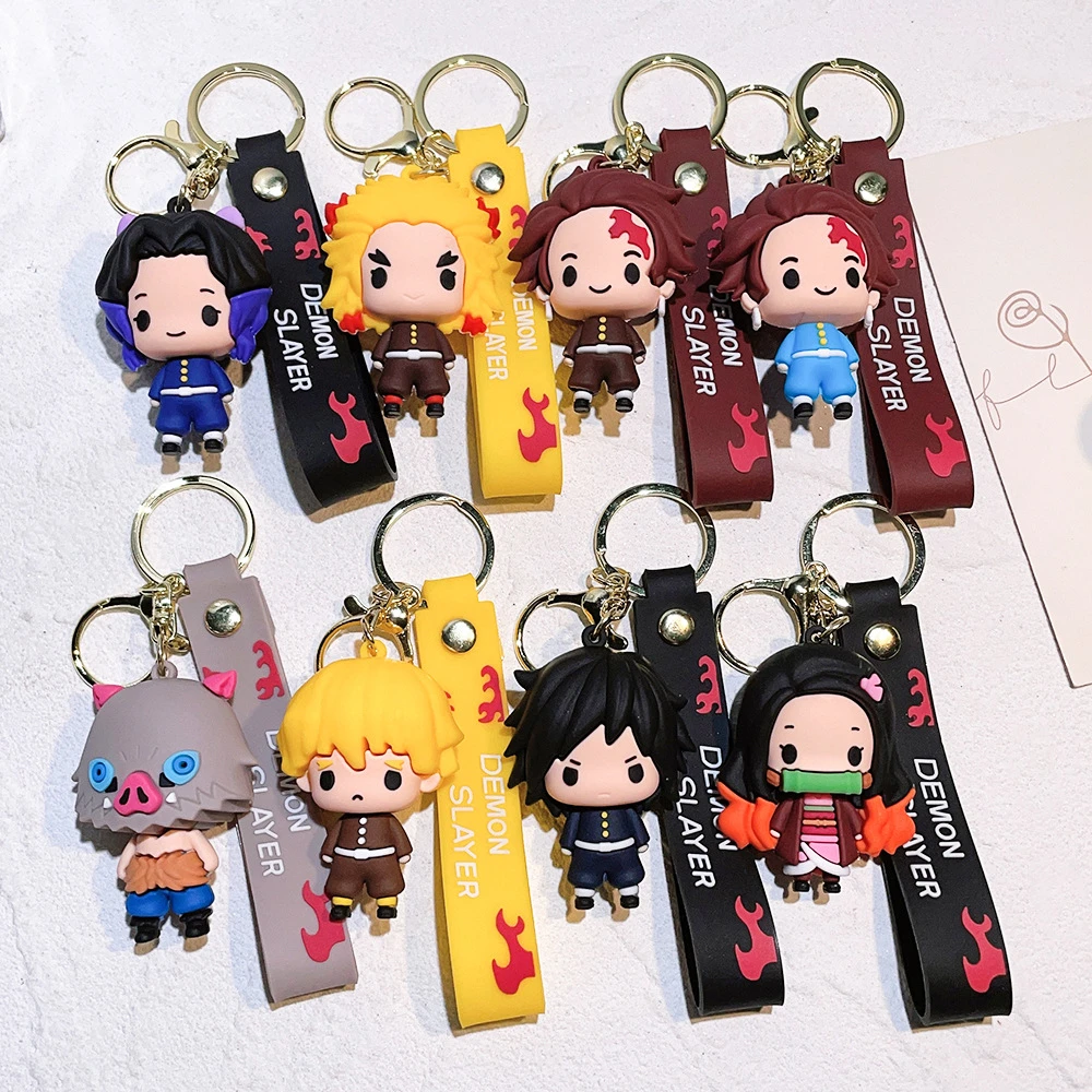 

New Anime Kimetsu No Yaiba Blade of Ghost Keychain Cute Characters Bag Pendant Car Key Chain Ring Fans Gift