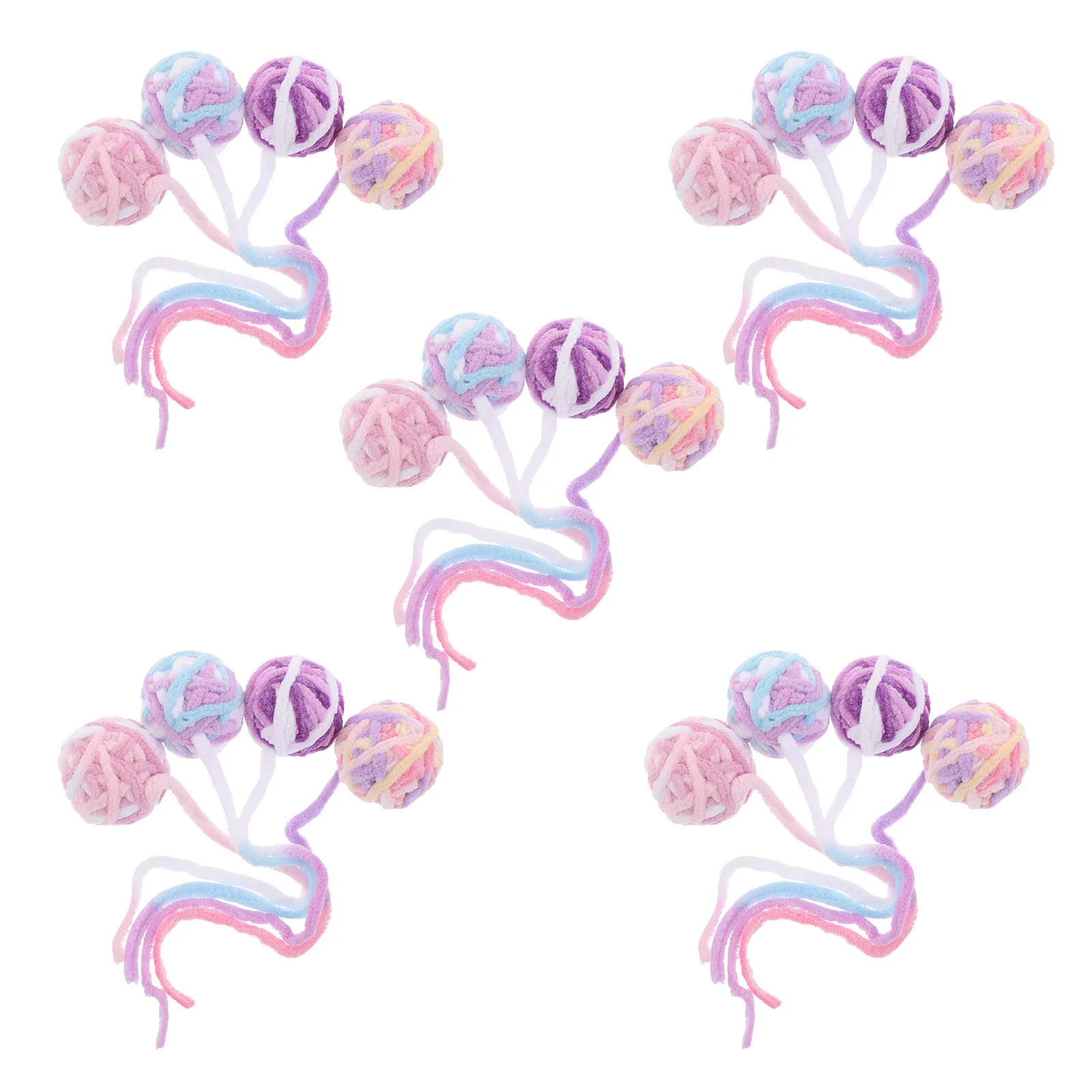 

20pcs Cat For Indoor Cats Wool Balls With Tail Bell Inside Chirping Sound Interactive Kitten Chew Boredom Relief Play Kit