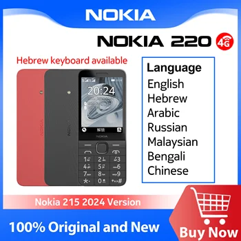 Originele Nokia 220 4G Functie Telefoon 2,8 inch Bluetooth FM-radio 1450 mAh Bettery Dual SIM Drukknop Mobiele telefoon Type-C-poort