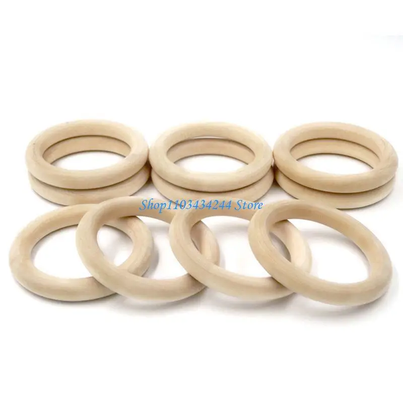 

G2TC 20 Pcs 55mm Natural Wooden Baby Teether Ring Infant Molars Kids Teething Wooden Ornaments DIY Accessories Craft Toy