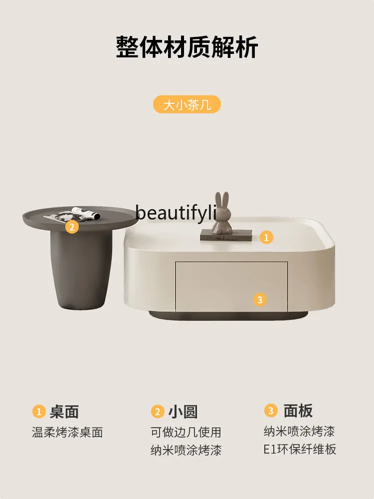 Coffee Table Light Luxury Modern Living Room Home Cream Style Square Designer Creative