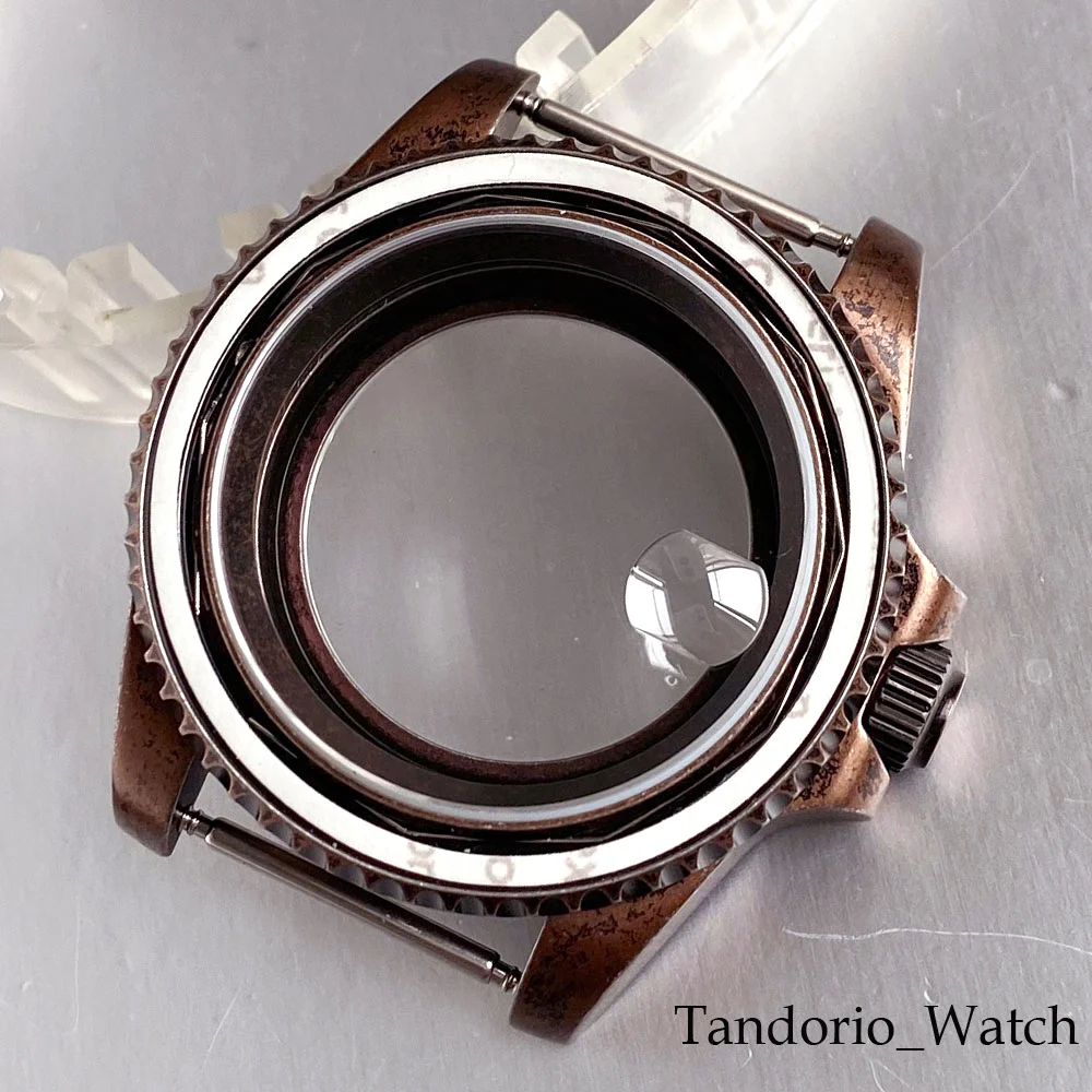 الرجعية مطلي العتيقة النحاس 40 مللي متر ساعة الحال بالنسبة NH35 NH36 ETA 2824 السيارات الرجال ساعة أجزاء الياقوت الزجاج الفرعية ساعة #5