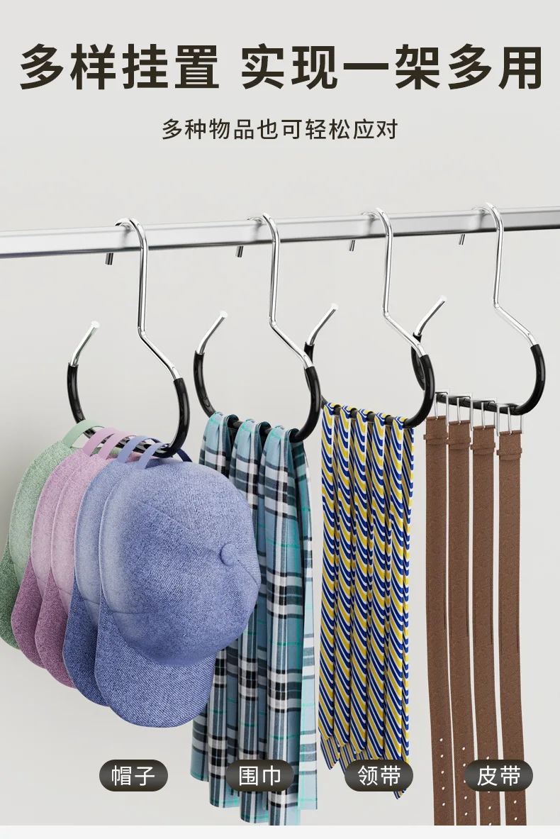 

10pcs Hat Storage Rack Organizer for Caps Scarves Ties Towels Belts Round Ring PVC Coated Non Slip Metal Hanger