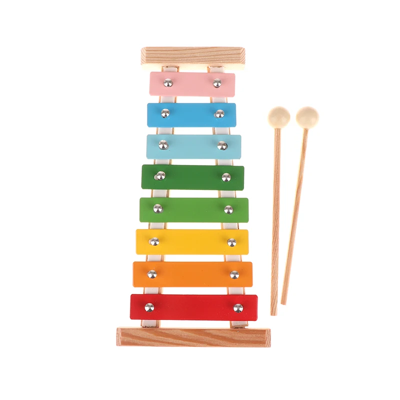 子供 8 キー木琴おもちゃハンドノックグロッケンシュピールカラフルなアルミプレートピアノ木製マレット楽器ギフト
