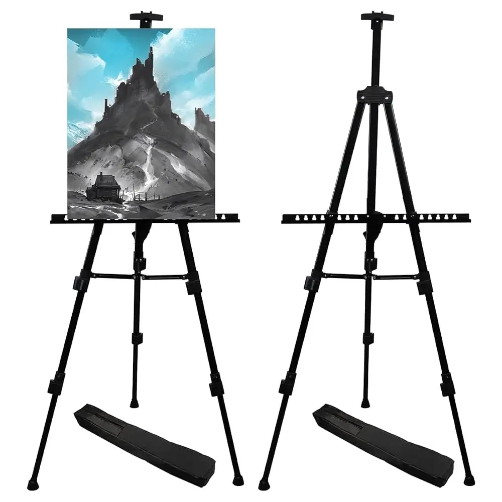 Art Painting Display Easel Stand, 72Inches Metal Portable Adjustable Easels for Painting Canvases Height from 22-72”for Tabl