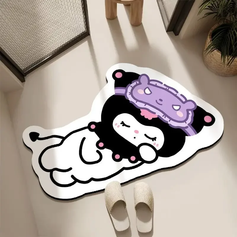 Sanrio Kuromi Cartoon Bathroom Floor Mat 60X90CM Diatom Mud Bathroom Absorbent Pad Soft Rubber Toilet Anti-skid Mats