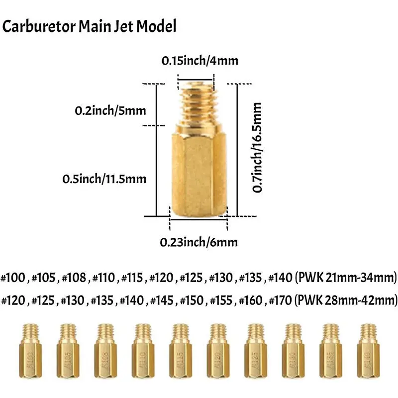 ل PWK Keihin OKO CVK Carb 40 قطعة المكربن الرئيسي طائرة بطيئة الطيار طائرة عدة الذهب