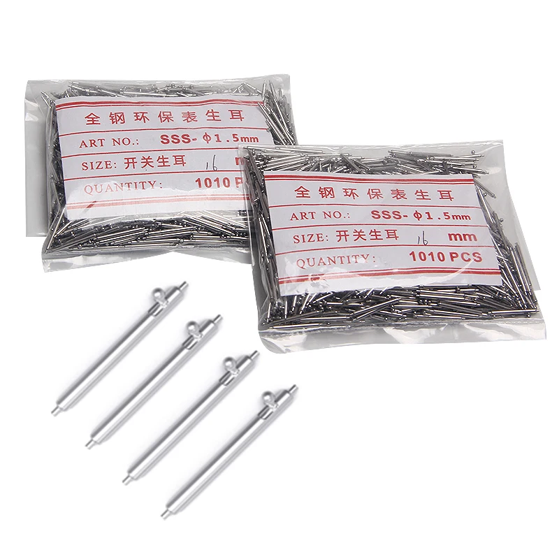 1000PCS Per Bag Release Spring Bar Stainless Steel Watch Pins Diameter 1.5mm 1.8mm with Push Button