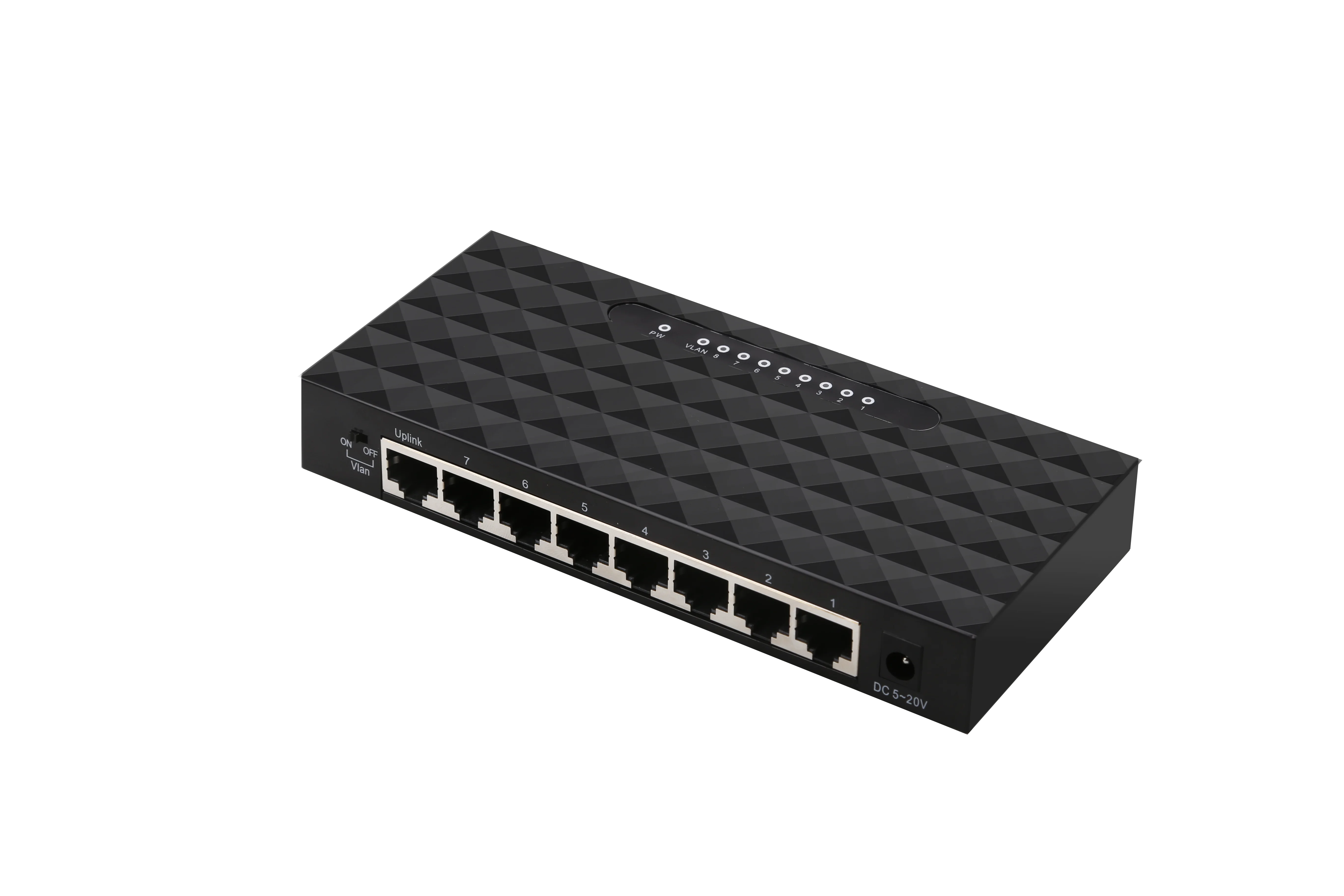 Conmutador Gigabit Ethernet de 8 puertos con soporte Vlan de carcasa de plástico