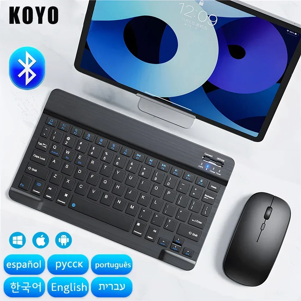 

7/10inch Bluetooth Wireless Rechargeable Keyboard For Mobile Phones Tablet Russian Spanish French AZERT For Android ios Windows