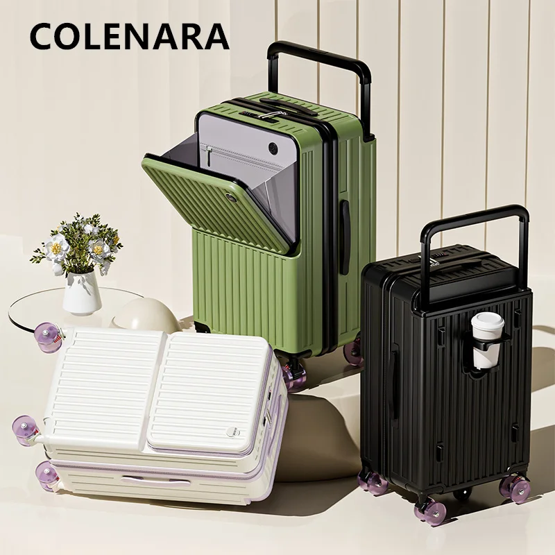 COLENARA Cabin Suitcase Front Opening Laptop Boarding Case USB Charging Multifunctional Trolley Case 20