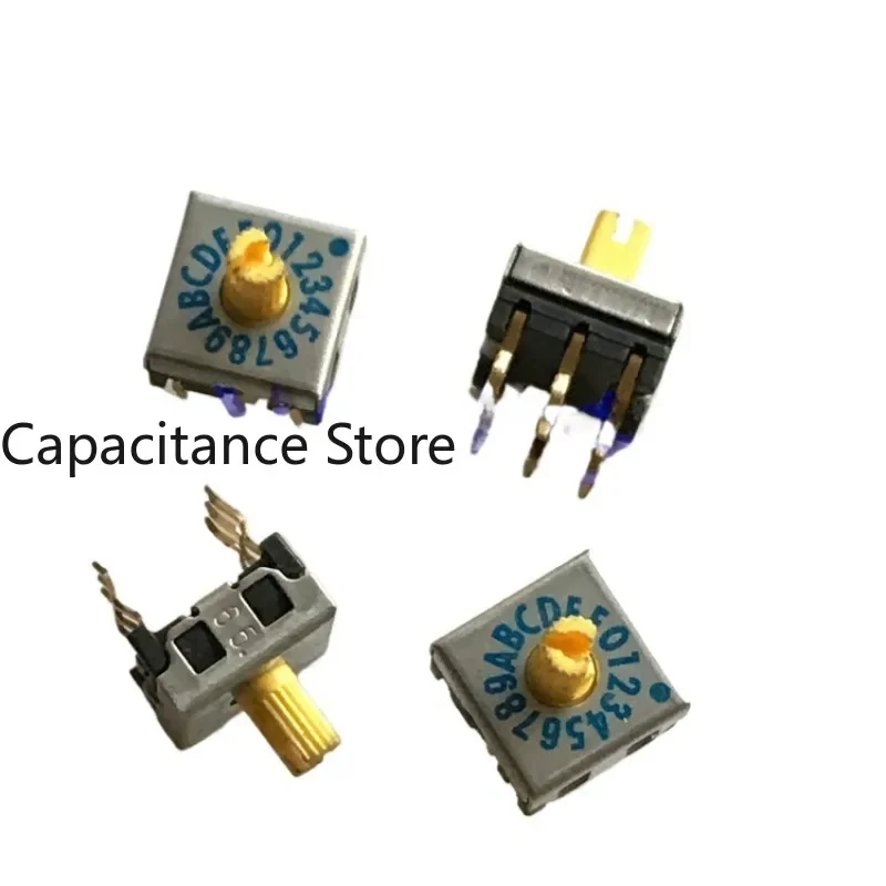 

5PCS DRS8016C rotary dial switch with handle 0-F code 16 gear 6 pins